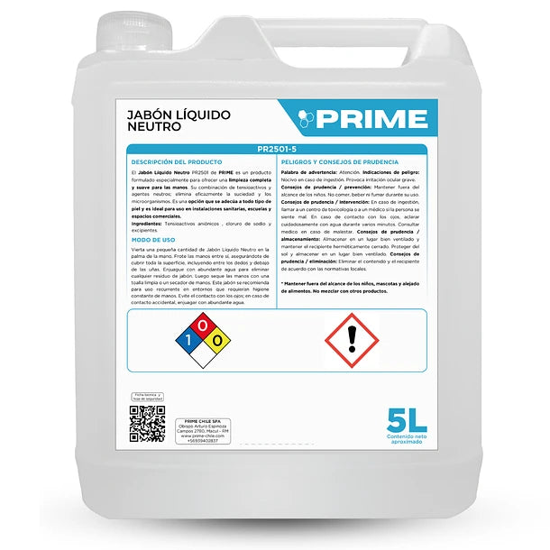 Jabón Liquido Neutro Prime 5 LT