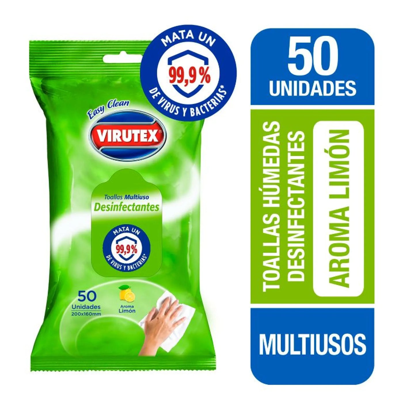 Toallas Multiusos Desinfectantes Limón Virutex 50 Unidades